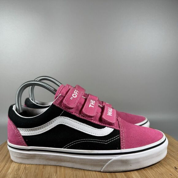 Vans Off The Wall Classic Old Skool Strap Casual Shoes Black Pink Women's 7.5 - Picture 1 of 8